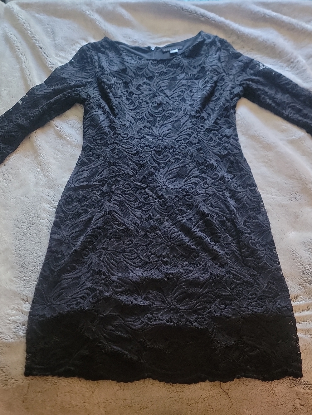 Attention Black Floral Lace 3/4 Sleeve Sheath Dress